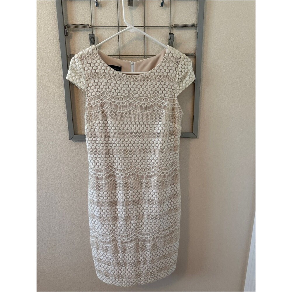 AB Studio Size 2 Classic white and Ivory Lace Sheath Dress